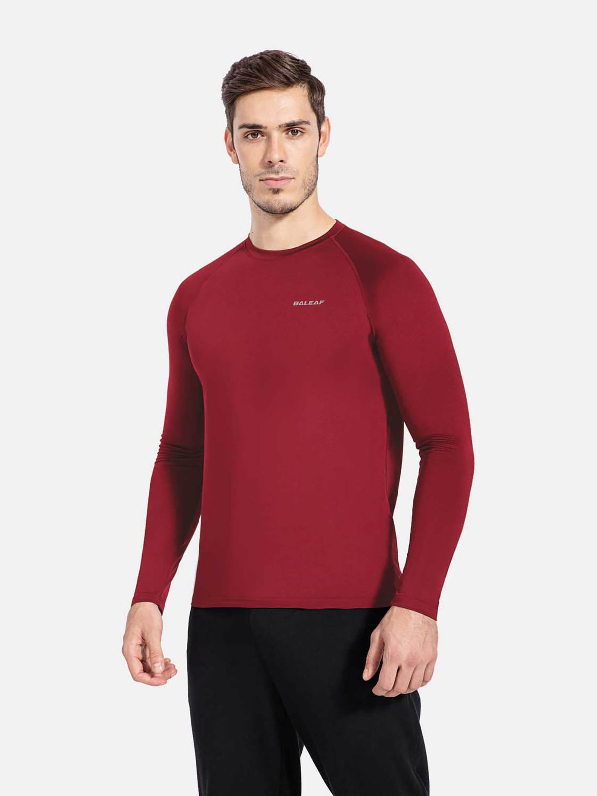 Men's Crewneck Slim-Fit Long Sleeve - Red / 3XL