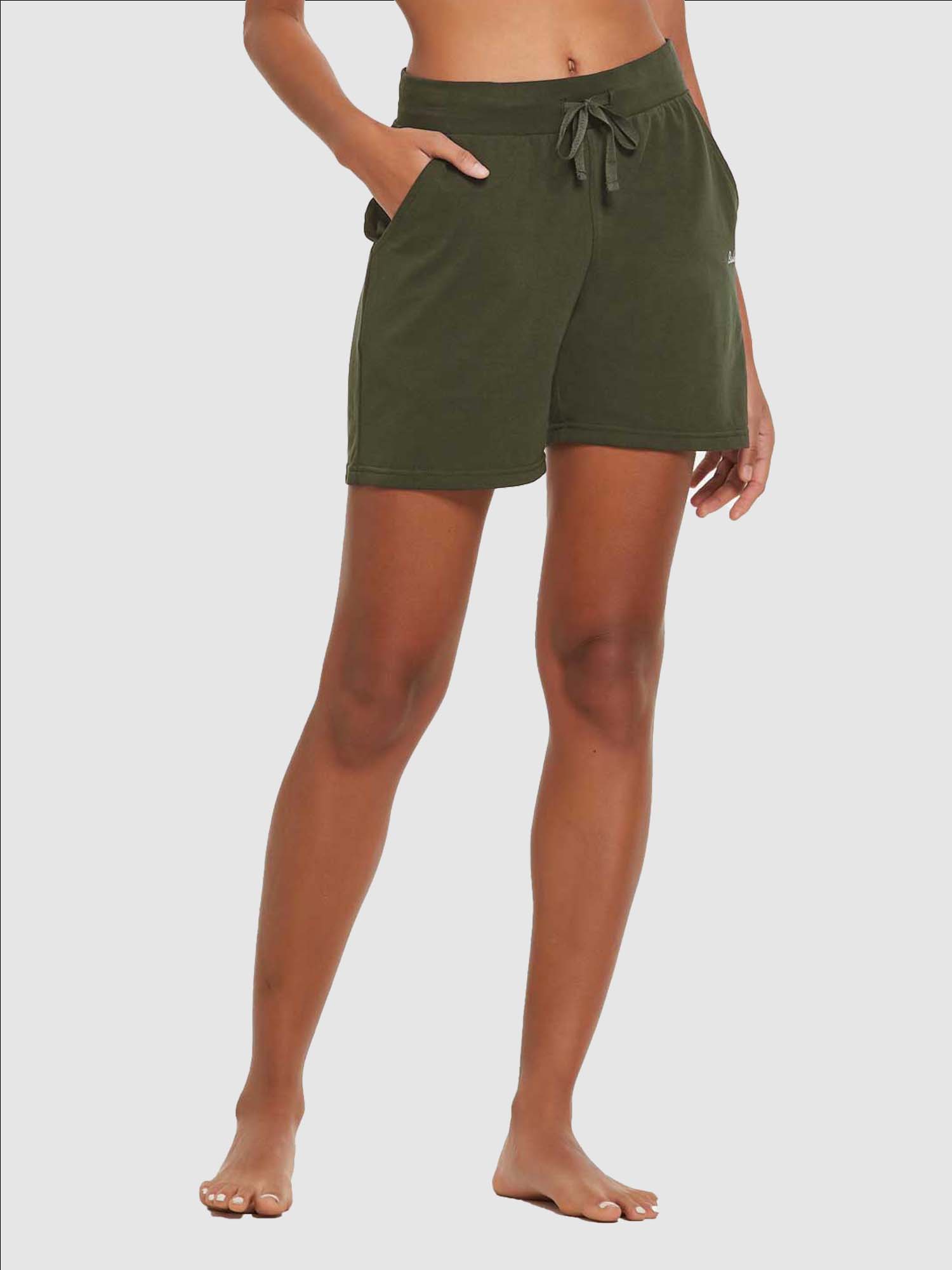 Women's Cotton Lounge Shorts - Army Green / XL