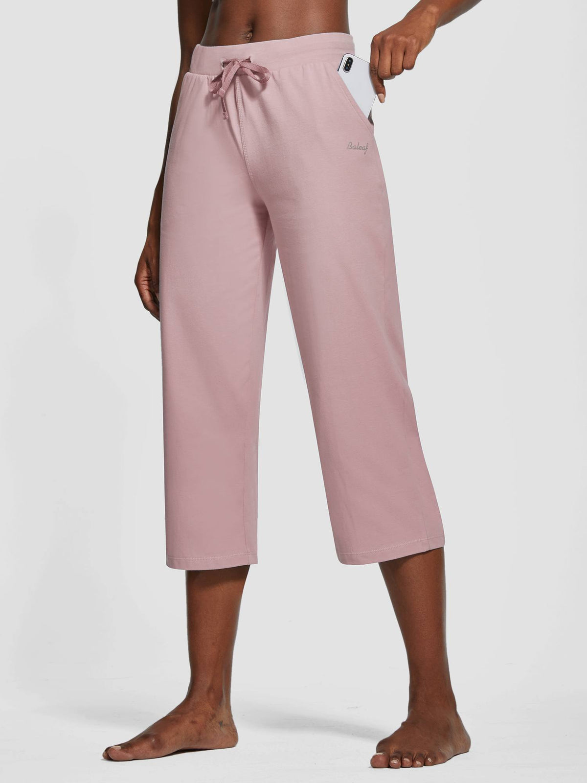Women's Lightweight Wide-Leg Cotton Capri Pants - Purple / M