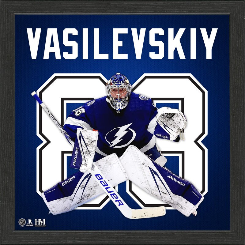Highland Mint Andrei Vasilevskiy Tampa Bay Lightning 13'' x 13'' Impact Jersey Framed Photo