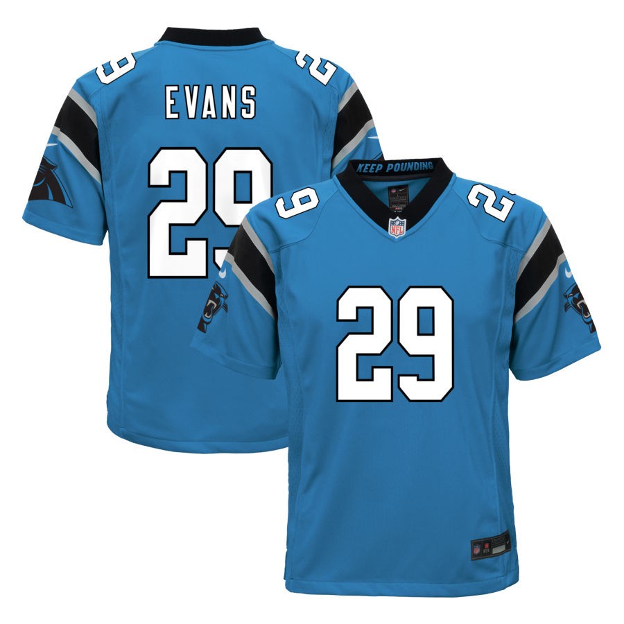 Akayleb Evans Youth Nike  Blue Carolina Panthers Alternate Custom Game Jersey