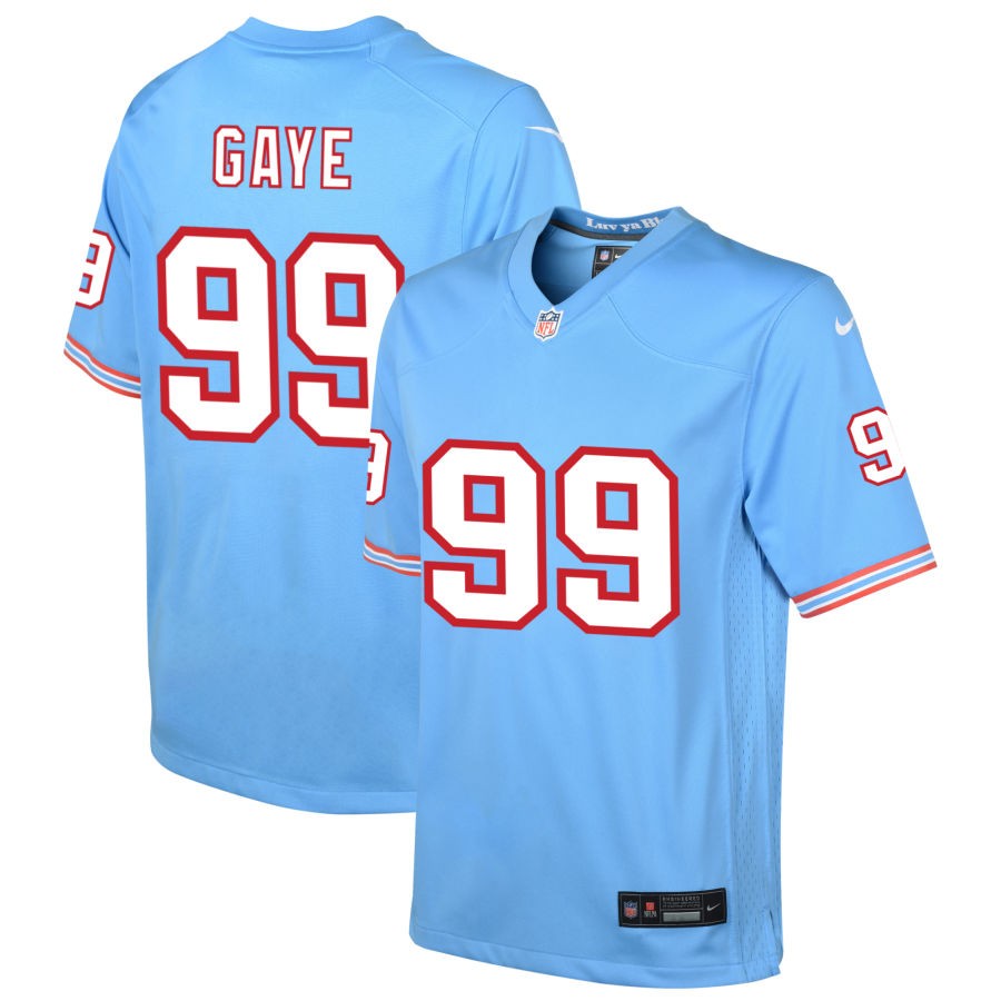 Ali Gaye Youth Nike Light Blue Tennessee Titans Oilers Throwback Custom Game Jersey
