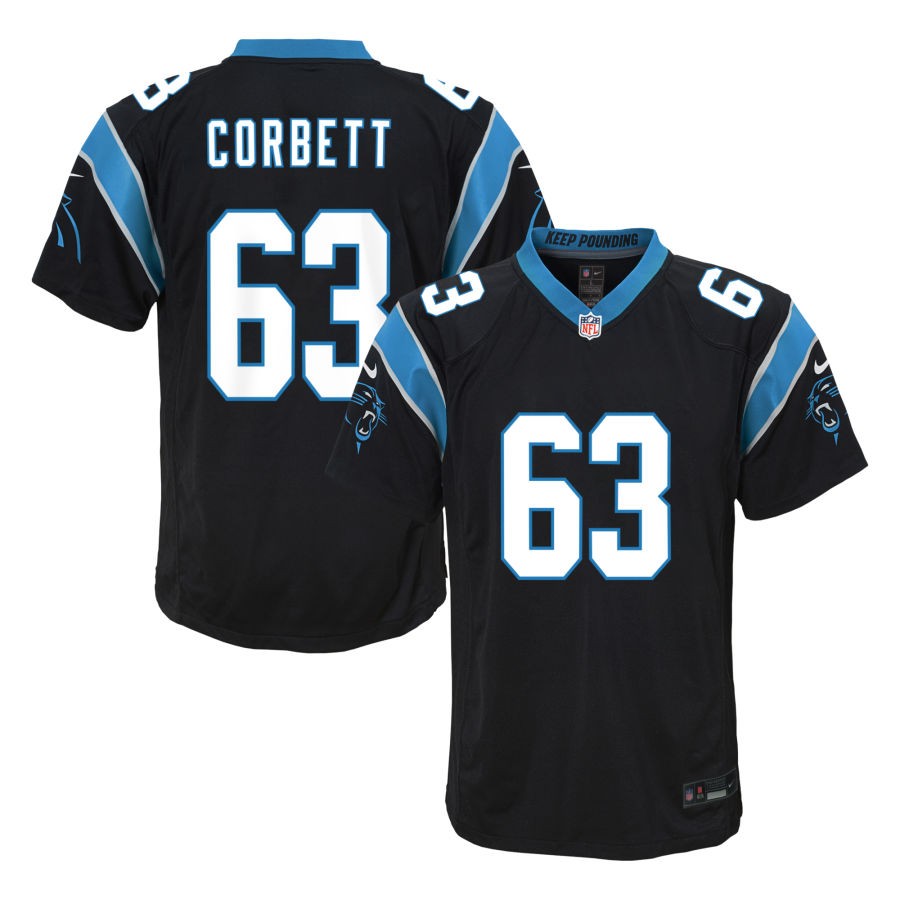 Austin Corbett Youth Nike  Black Carolina Panthers Custom Game Jersey