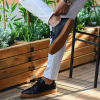 Raar Wear Geon Black Leather Sneaker for Men, Handmade Leather Sneakers, Casual Leather Sneakers, Genuine Leather Shoes