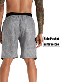 Mens Swim Trunks 9'' Mesh Liner Quick Dry Swim Shorts Board Shorts Bathing Suit Swimsuit Summer Beach Shorts Gray MK36 L