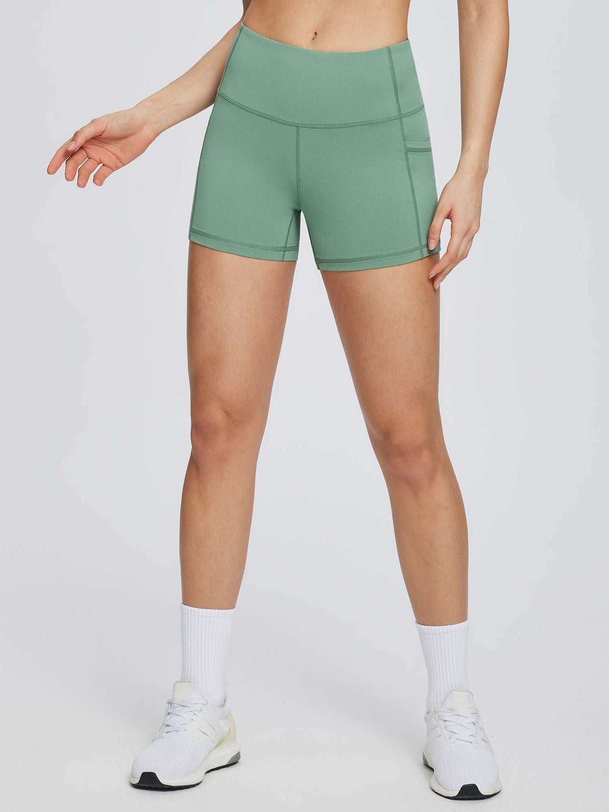 Women's 3" High-Waisted Compression Biker Shorts - Green / XL