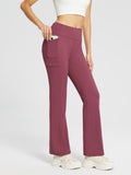 High-Waist Fleece-Lined Straight-Leg Yoga Pants - XS / Chocolate Truffle