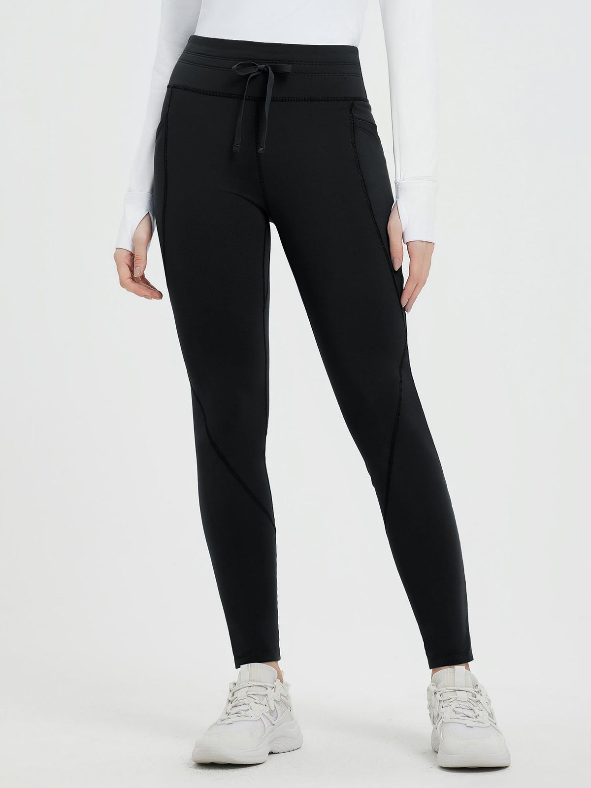Fleece-Lined Ski Base Layer Pants - Black / 2XL
