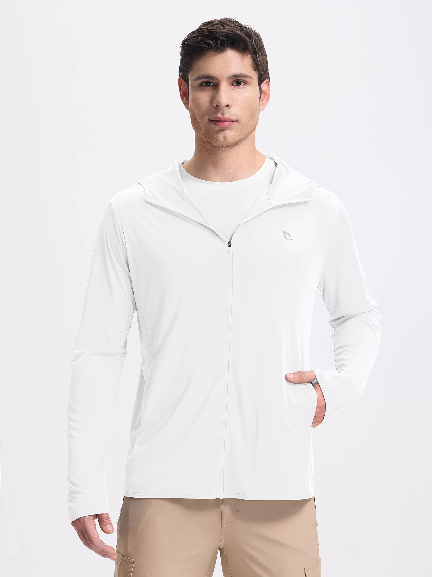 Men's Outdoor Full-Zip Hoodie Jacket - White / XL