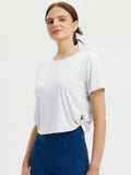 Women's Cropped Short Sleeve Workout Top - White / 2XL
