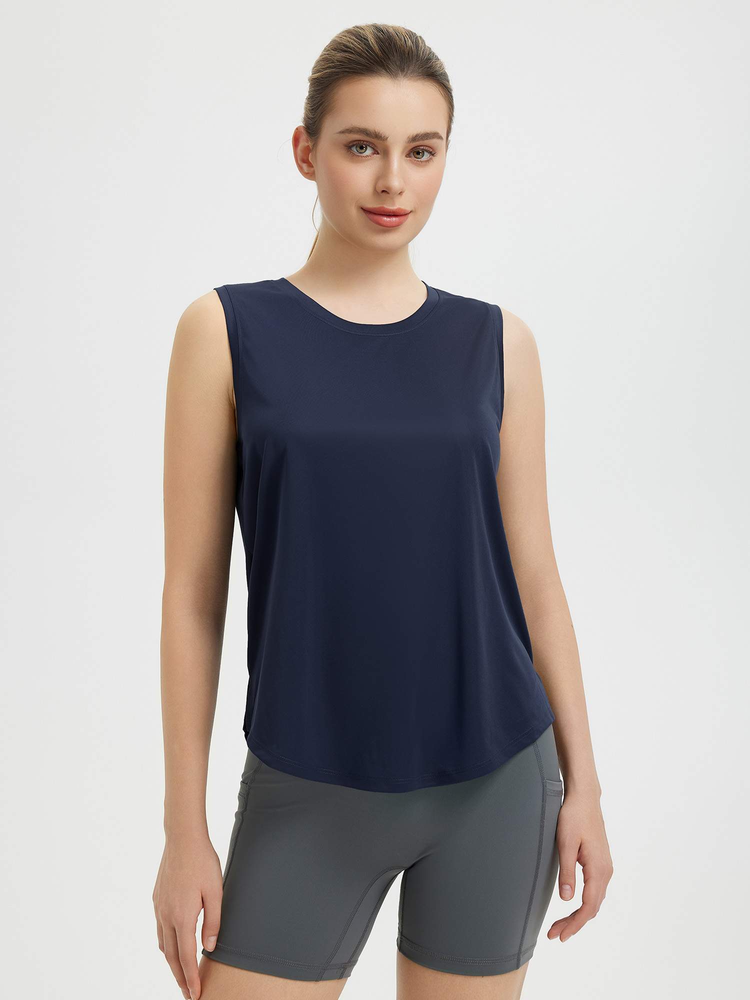 Women's Sleeveless Racerback Running Tank - Navy Blue / XS