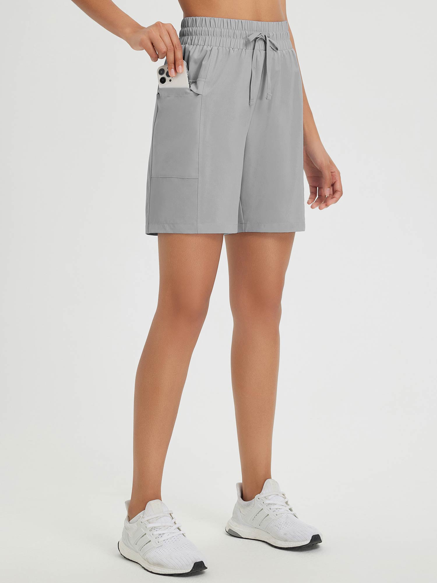 Evening Drift UPF 50+ 7" High-Rise Shorts - Silver Sconce / XS