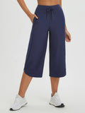 Women's 20" UPF 50+ Wide-Leg Quick-Dry Running Capris - Navy Blue / XS