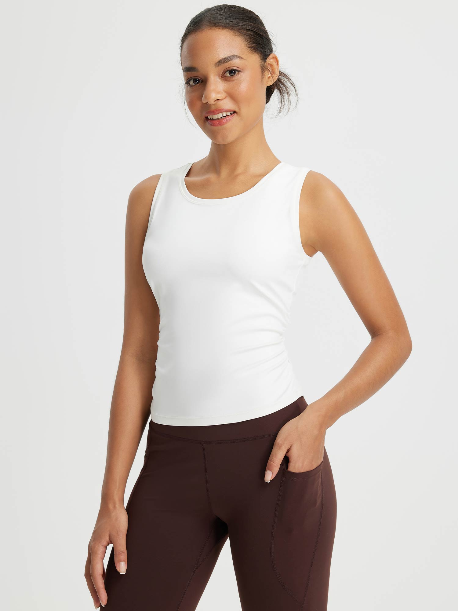 Power Glide Side Cinch Tank Top - Star White / M
