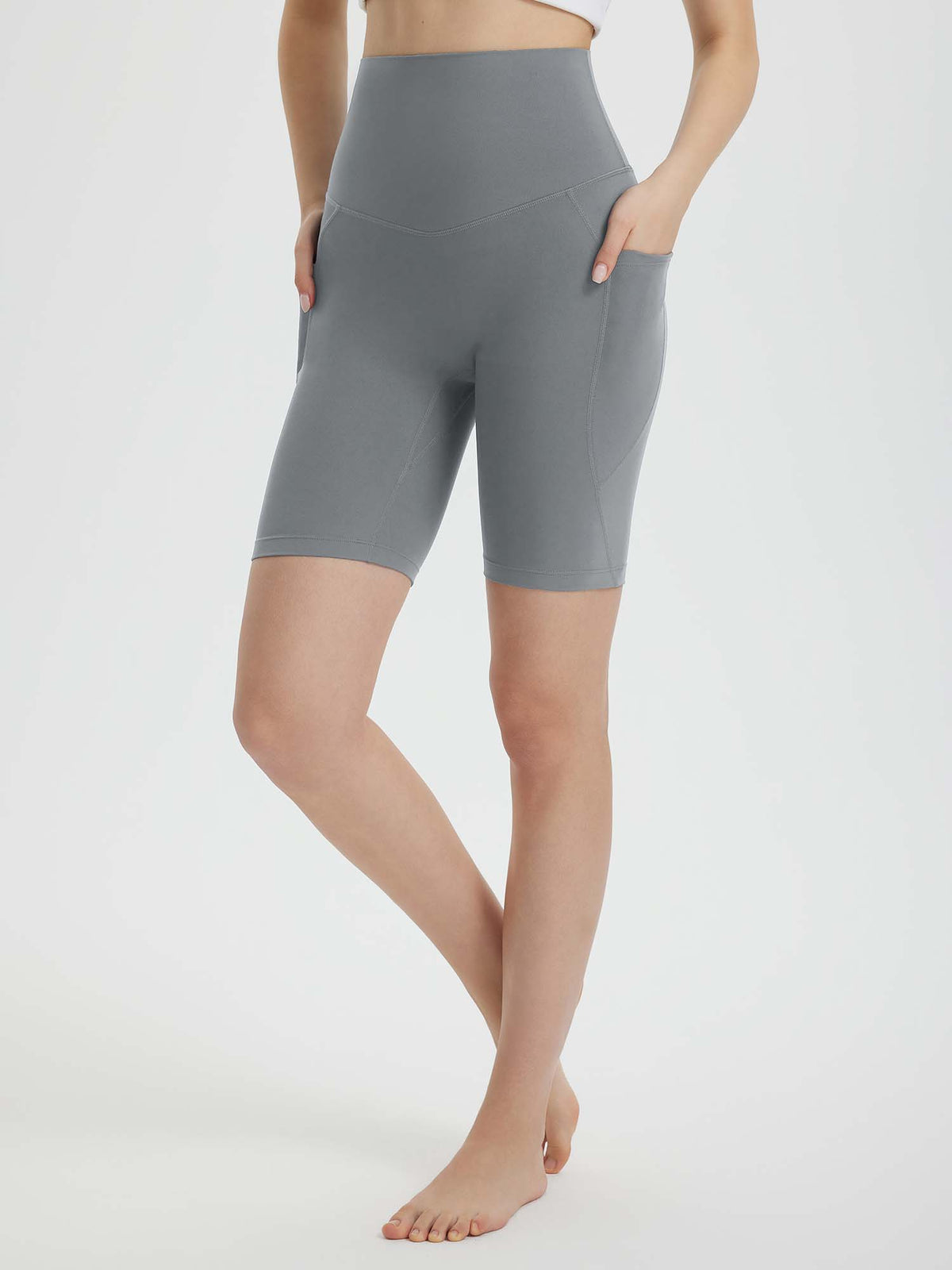 Women's 8" Super High-Waisted Biker Shorts - Dark Gray / XL