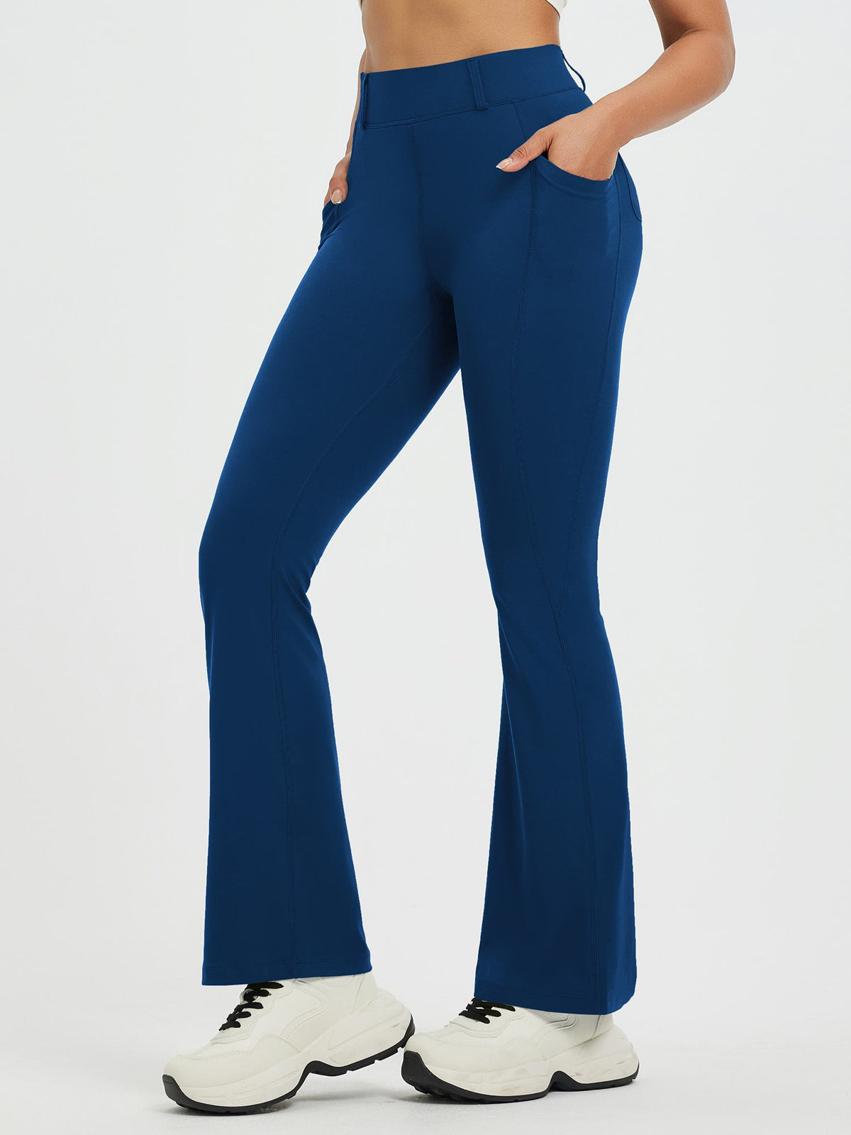Women’s Yoga Workwear High-Waisted Flared Pants - Navy Blue / XS