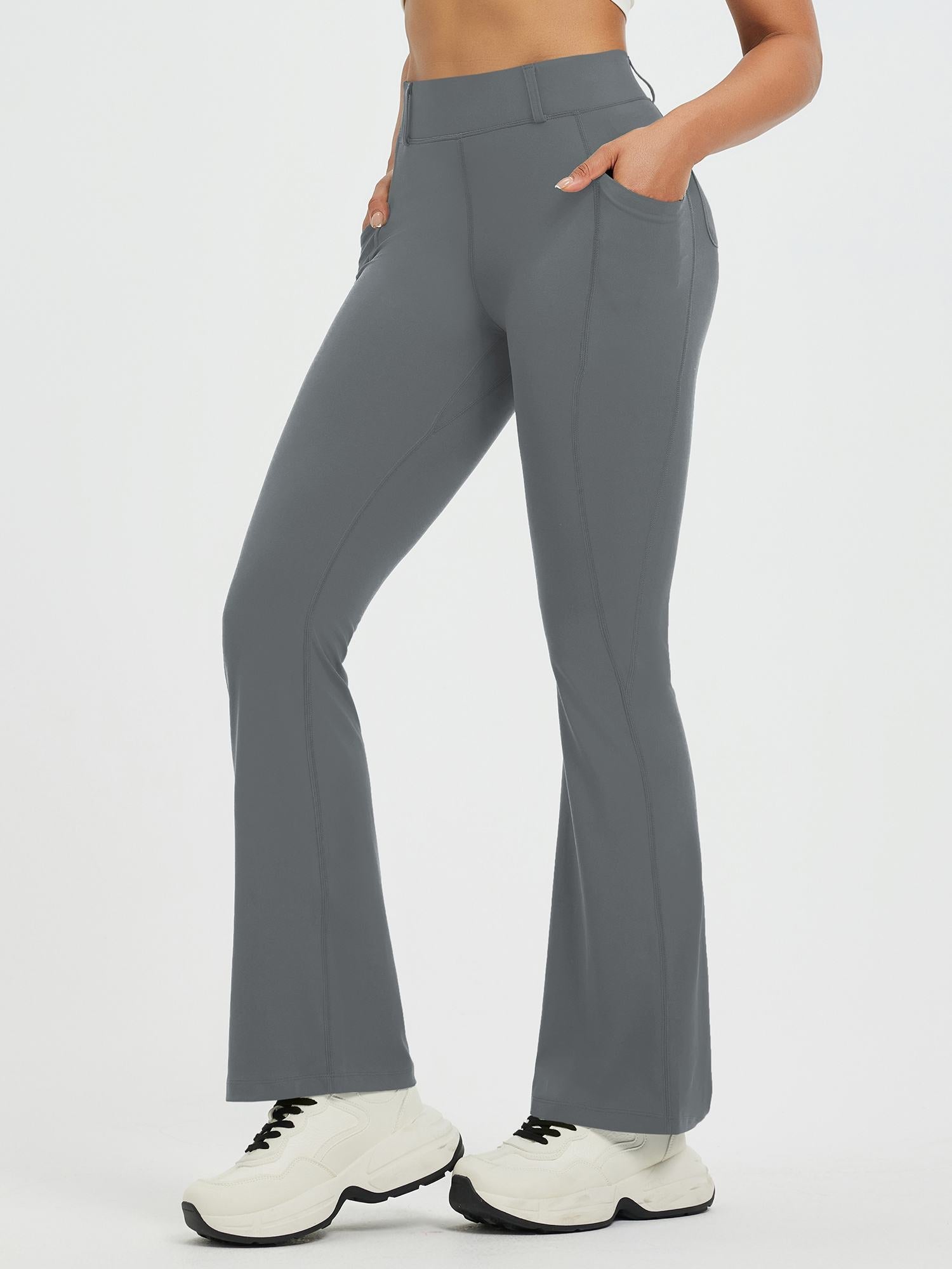Women’s Yoga Workwear High-Waisted Flared Pants - Dark Gray / 2XL
