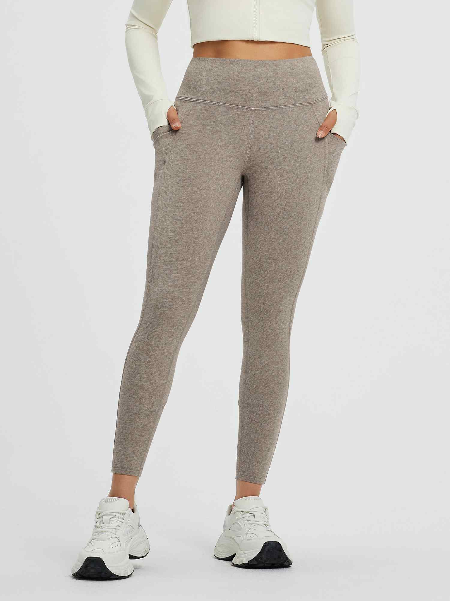 Women’s Yoga Floral Fleece High-Waisted Leggings - Teak Brown / 2XL