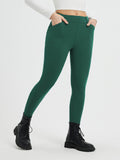 Women's Yoga Streetwear Multi-Pocket Fleece High-Waisted Leggings - Green / 2XL