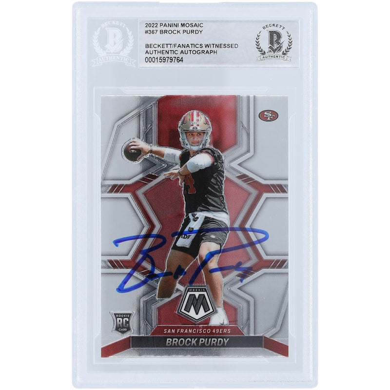Brock Purdy San Francisco 49ers Autographed 2022 Panini Mosaic #367 Beckett Fanatics Witnessed Authenticated Rookie Card