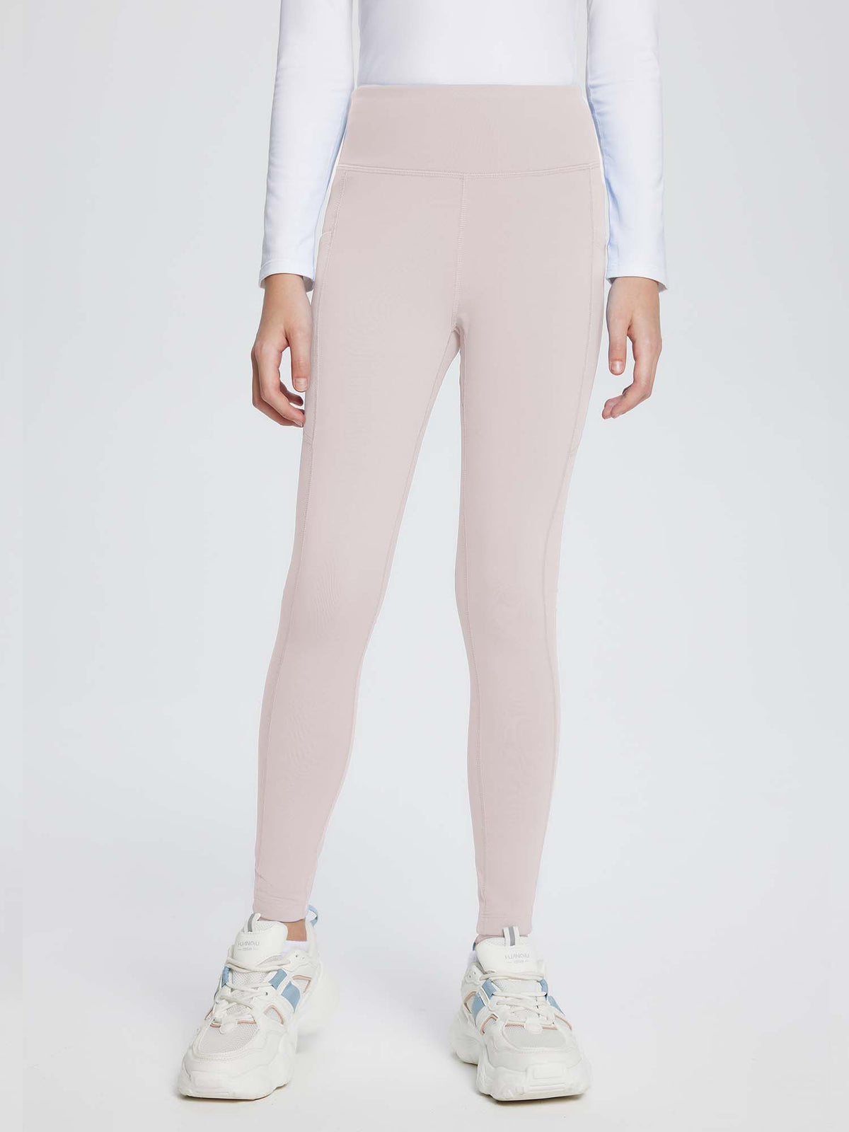Girls' Fleece-Lined Yoga Leggings - Light Purple / S