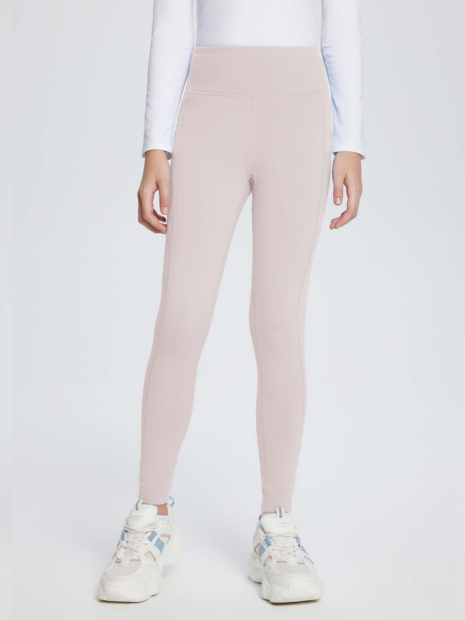 Girls' Fleece-Lined Yoga Leggings - Light Purple / S
