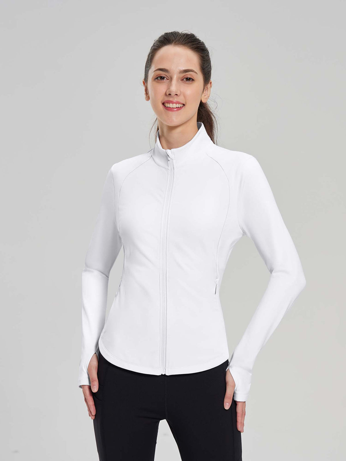 Women's Crossover Hem Fleece Cycling Jacket - White / XL