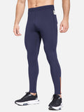 Men's Fleece-Lined Water-Resistant Running Tights - Navy Blue / 3XL