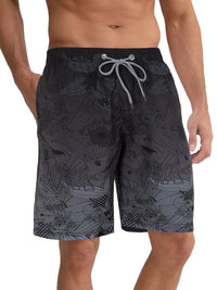 Mens Swim Trunks 9'' Mesh Liner Quick Dry Swim Shorts Board Shorts Bathing Suit Swimsuit Summer Beach Shorts Gray MK065 3XL