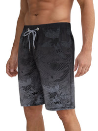 Mens Swim Trunks 9'' Mesh Liner Quick Dry Swim Shorts Board Shorts Bathing Suit Swimsuit Summer Beach Shorts Gray MK065 3XL