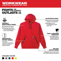 Men'S Medium Red Heavy-Duty Cotton/Polyester Long-Sleeve Pullover Hoodie