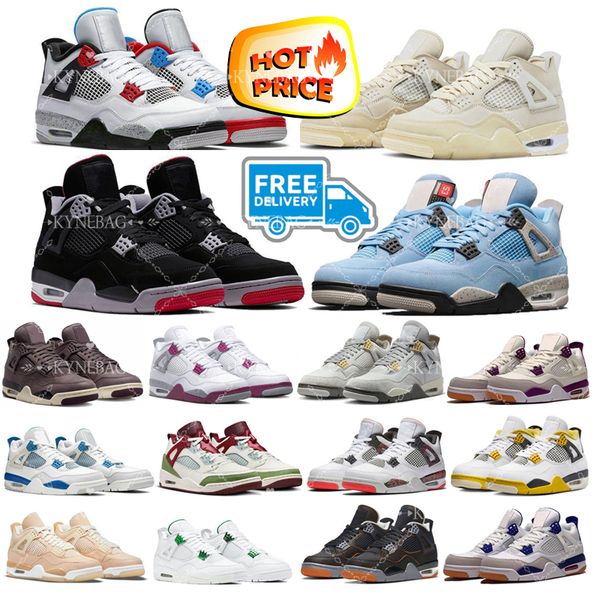 With Box 4 4s basketball shoes Thunder Military Black Cat Sail Red Cement Yellow White Oreo Cool Grey University Blue Seafoam J4 Trainers men women sports sneakers