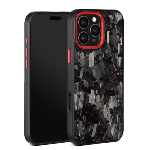 Color Metal Frame Forged Carbon Fiber Phone Case For iPhone16/15/14/13/12 Pro Max 13 Apple 15 13 Pro