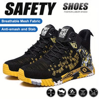 Men's Steel Toe Work Boots - Indestructible Safety Shoes for Construction & Outdoor Work - Anti-Smash & Anti-Puncture Protection - Yellow