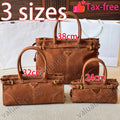Tote Bag Designer Bag Enamel Metal Triangle Large Capacity Shopping Bag Fashion Luxury Bag High Quality Handbag Soft Lux Suede Brown Leather Shoulder Bag