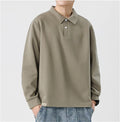 H176 Men Long-sleeved Autumn and Winter Heavy Loose Solid Color Lapel Youth Casual
