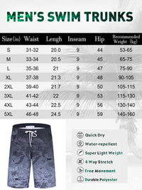 Mens Swim Trunks 9'' Mesh Liner Quick Dry Swim Shorts Board Shorts Bathing Suit Swimsuit Summer Beach Shorts Gray MK065 3XL