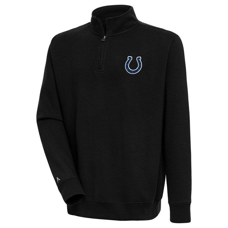 Men's Antigua  Black Indianapolis Colts Victory Quarter-Zip Pullover Top