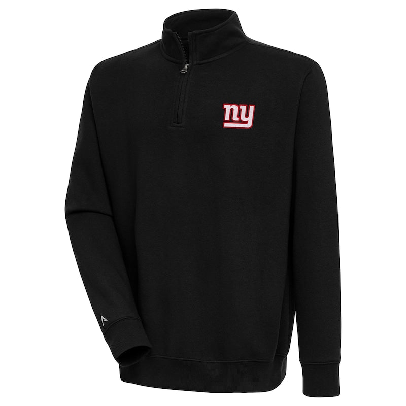 Men's Antigua  Black New York Giants Victory Quarter-Zip Pullover Top