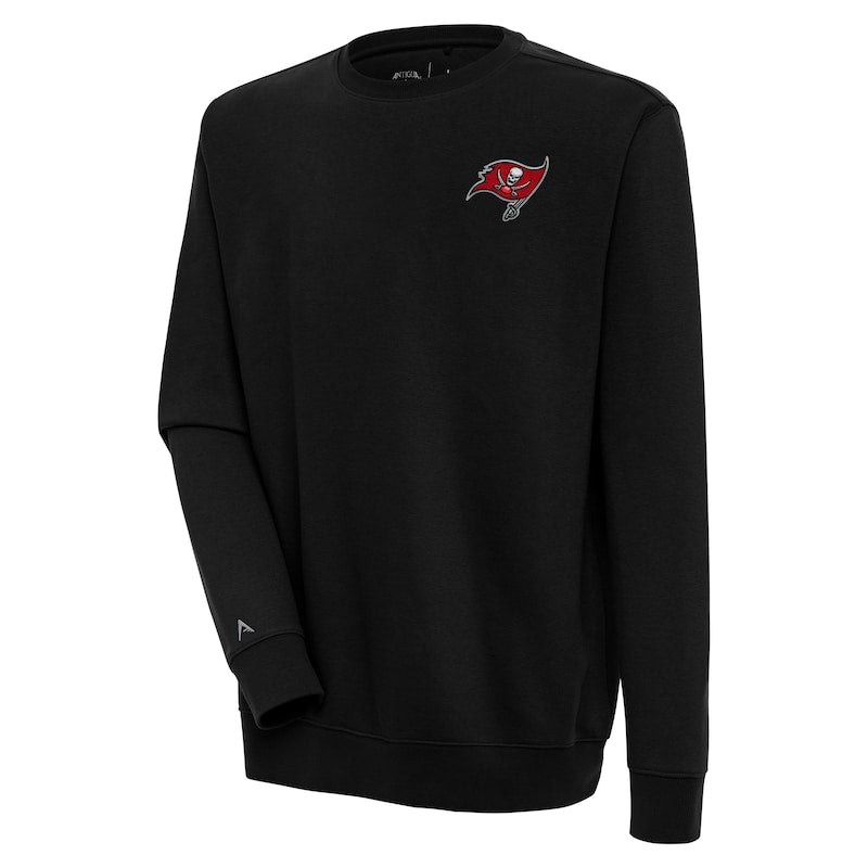 Men's Antigua  Black Tampa Bay Buccaneers Victory Pullover Sweatshirt