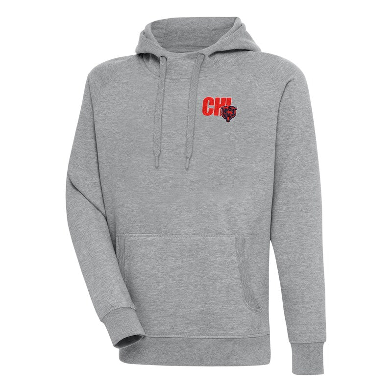 Men's Antigua  Heather Gray Chicago Bears Victory Pullover Hoodie