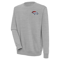 Men's Antigua  Heather Gray Denver Broncos Victory Pullover Sweatshirt