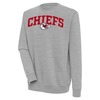 Men's Antigua  Heather Gray Kansas City Chiefs Victory Chenille Pullover Sweatshirt