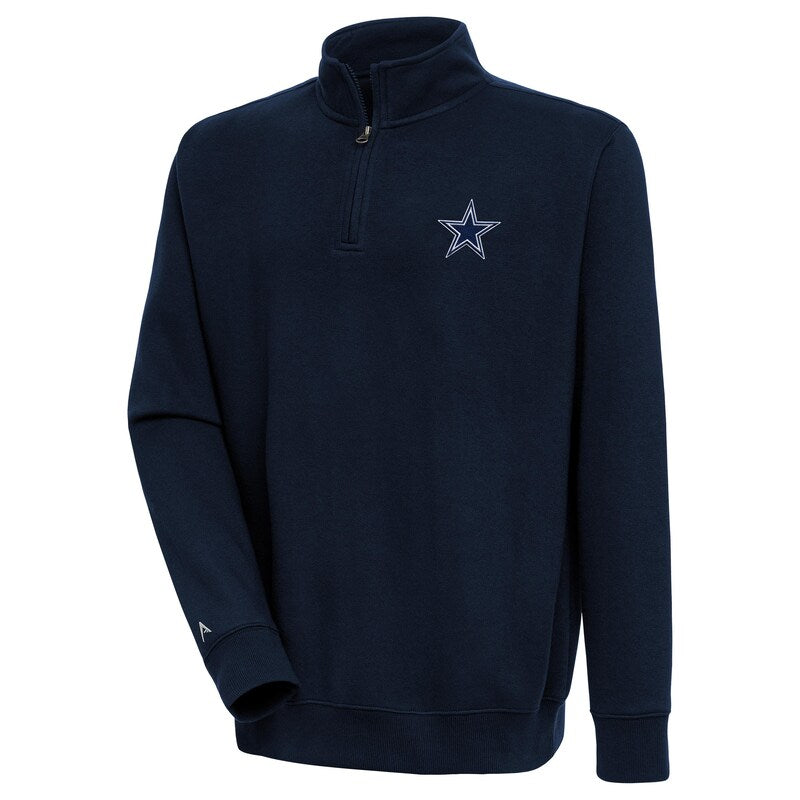 Men's Antigua  Navy Dallas Cowboys Victory Quarter-Zip Pullover Top