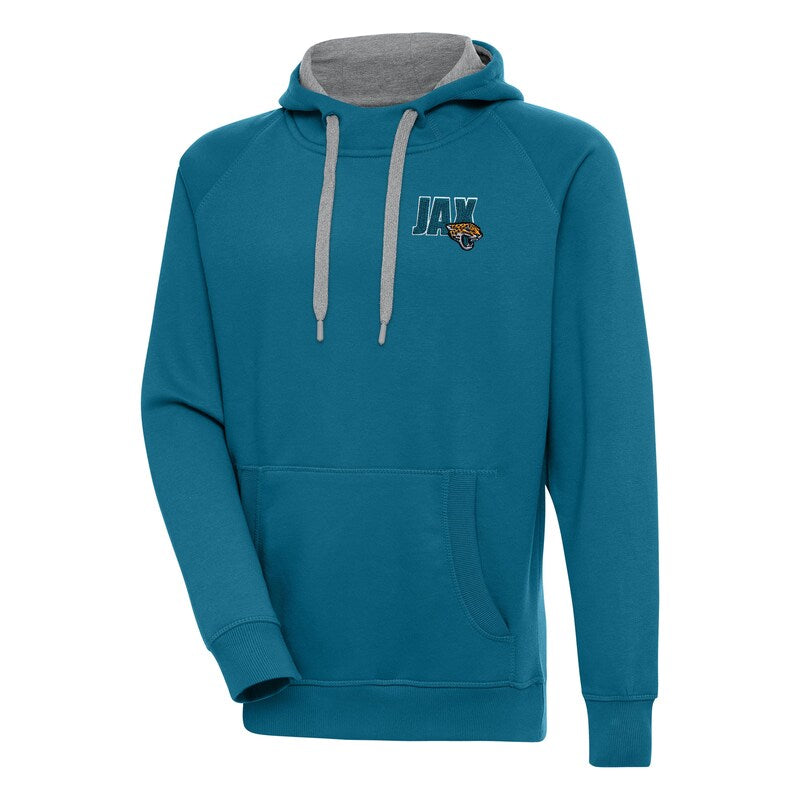 Men's Antigua  Teal Jacksonville Jaguars Victory Pullover Hoodie