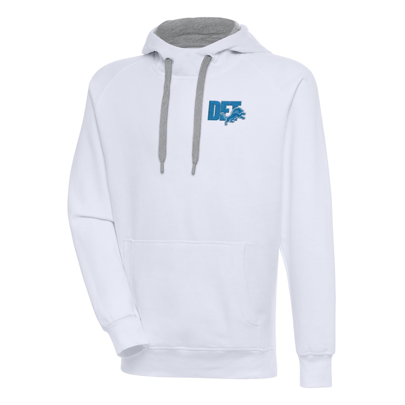 Men's Antigua  White Detroit Lions Victory Pullover Hoodie
