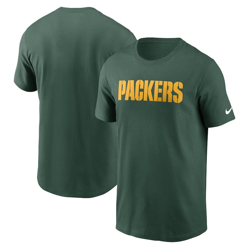 Men's Nike Green Green Bay Packers Primetime Wordmark Essential T-Shirt