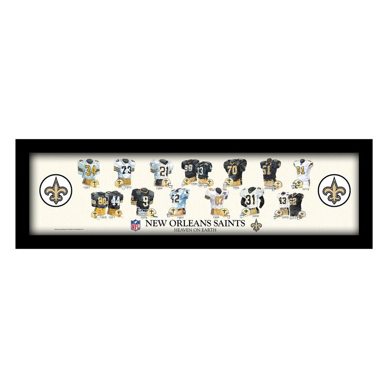 New Orleans Saints 8" x 26" Framed Art Uniform Heritage Print