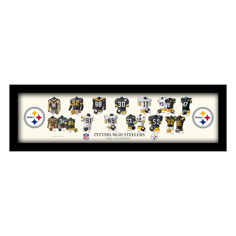 Pittsburgh Steelers 8" x 26" Framed Art Uniform Heritage Print
