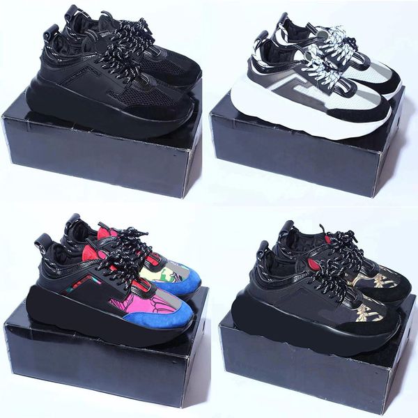 CHAIN REACTION Casual Shoes Designer Sneakers Men Women Platform Sneaker Calfskin Leather Suede Trainers Walking Runner Shoe
